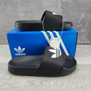 Adidas Adilette Lite J  Unisex Size 4 (EU36) Black Slippers NIB